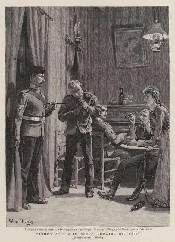 Tommy Atkins i Egypten, visar sitt pass av Walter Charles Horsley