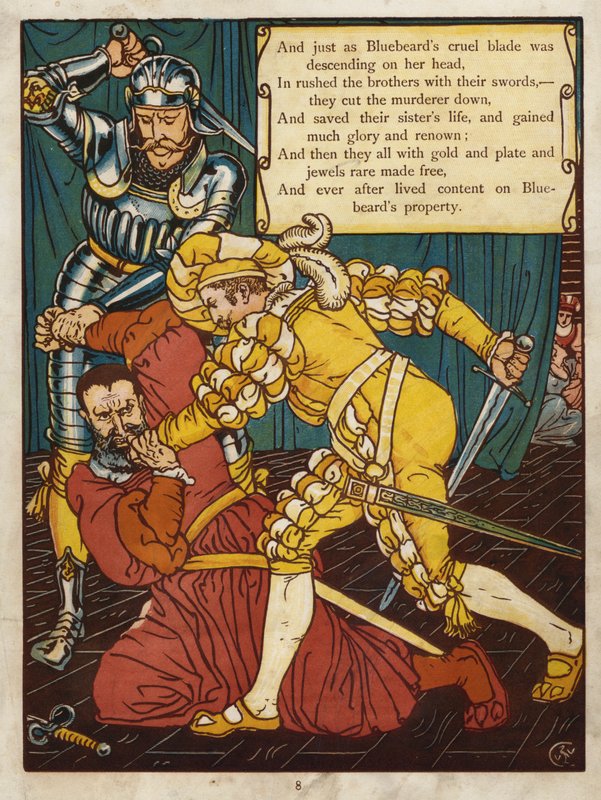 Blåskägg (färglitografi) av Walter Crane