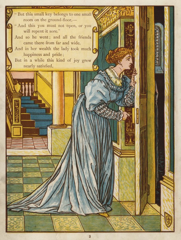 Blåskägg (färg litho) av Walter Crane