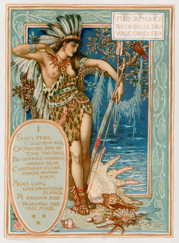 Miss America som La Belle Sauvage Fancy Free av Walter Crane