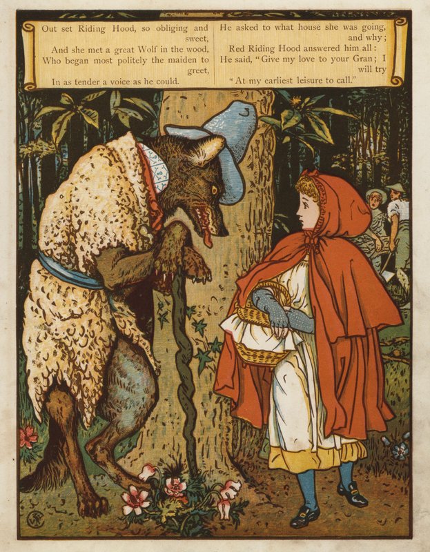 Rödluva (färg litho) av Walter Crane