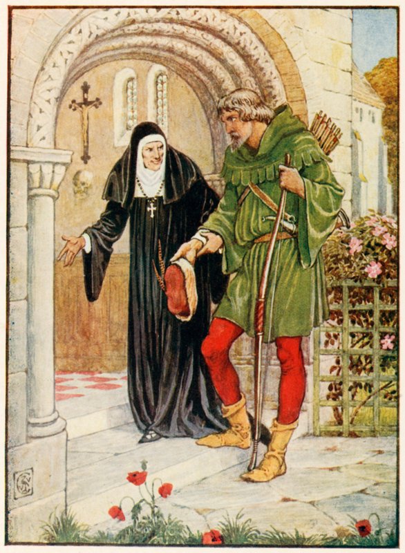 Robin Hood kommer till Kirklees Hall av Walter Crane