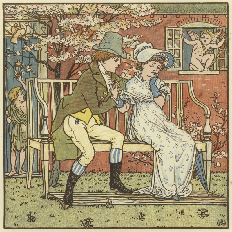 Det var en liten man och han uppvaktade en liten hembiträde av Walter Crane