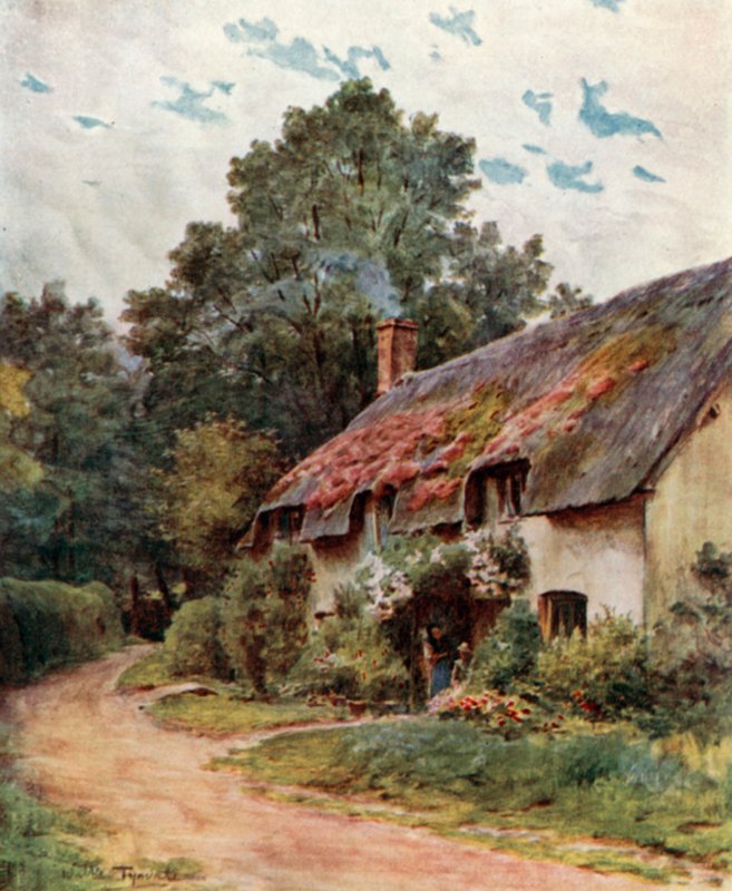A Somerset Cottage, Near Dunster (färg litho) av Walter Frederick Roofe Tyndale