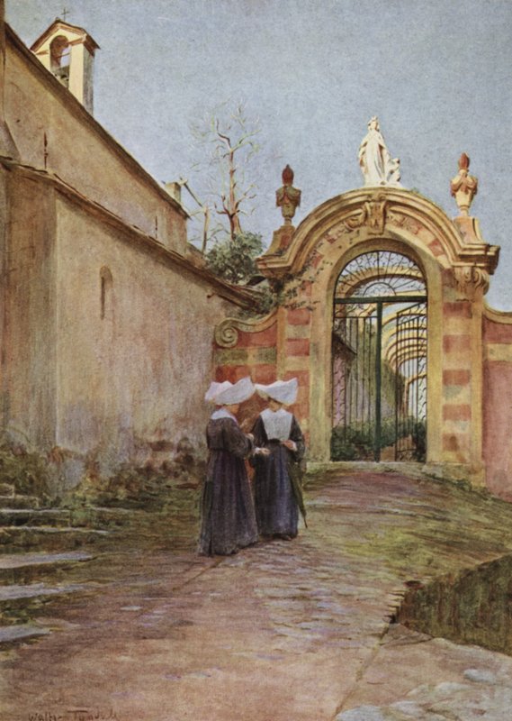 Entré, Villa Centurione, Santa Margherita Ligure (färg litho) av Walter Frederick Roofe Tyndale
