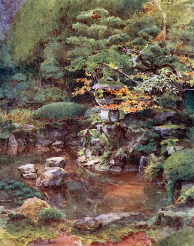Trädgård vid Ashinoyu av Walter Frederick Roofe Tyndale