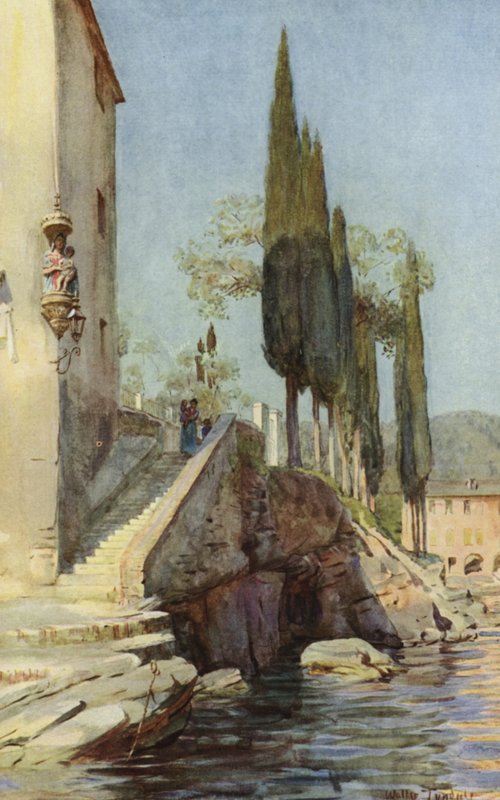 S Michele, Rapallo, Italien (färg litho) av Walter Frederick Roofe Tyndale
