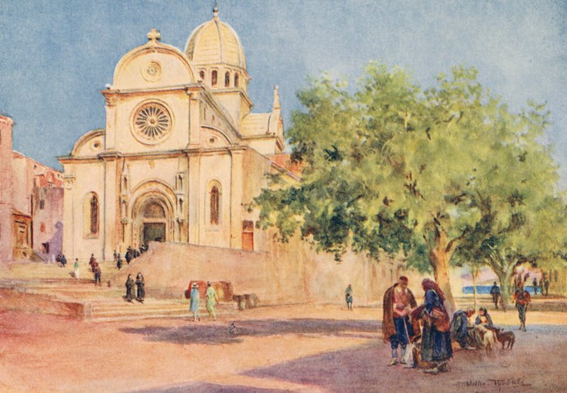 Katedralen i Šibenik (färglitografi) av Walter Frederick Roofe Tyndale
