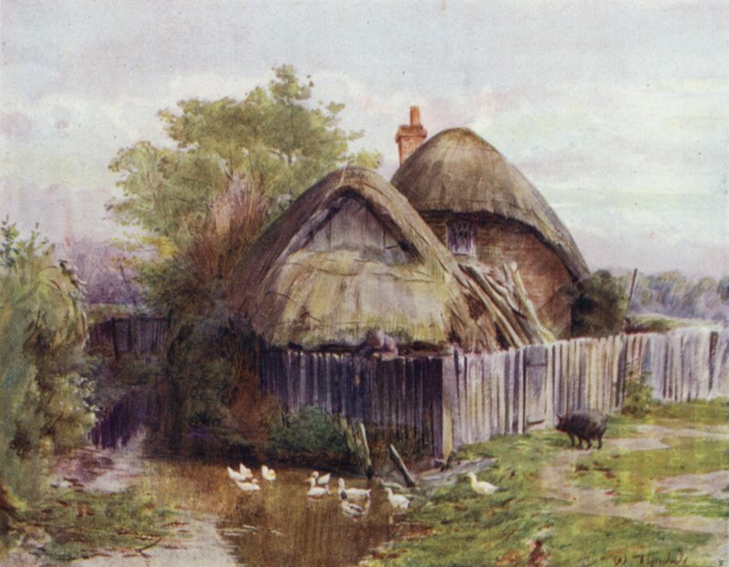 The New Forest: A Cottage at Bartley (färg litho) av Walter Frederick Roofe Tyndale