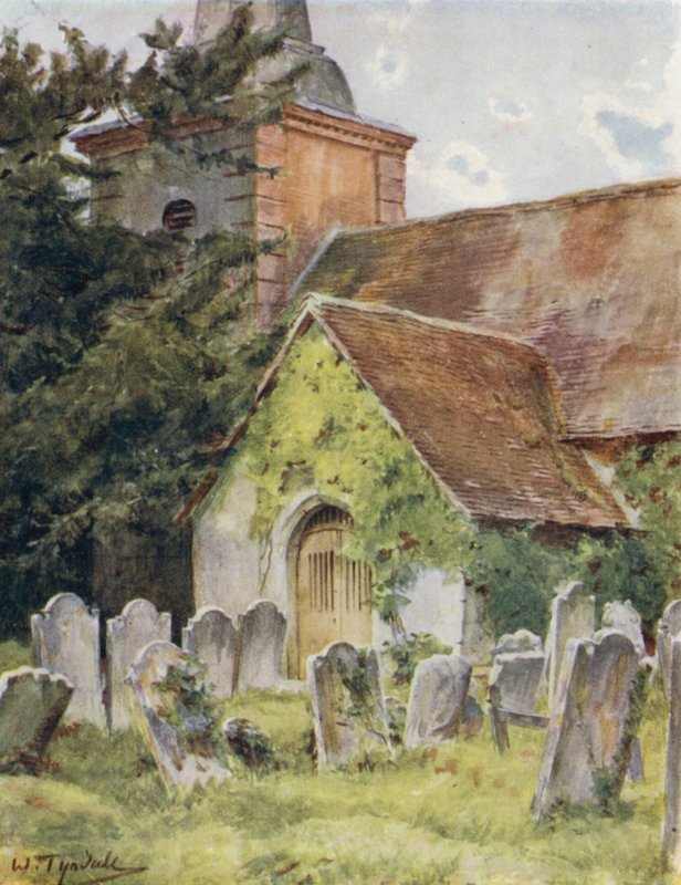 The New Forest: Brokenhurst Church (färg litho) av Walter Frederick Roofe Tyndale