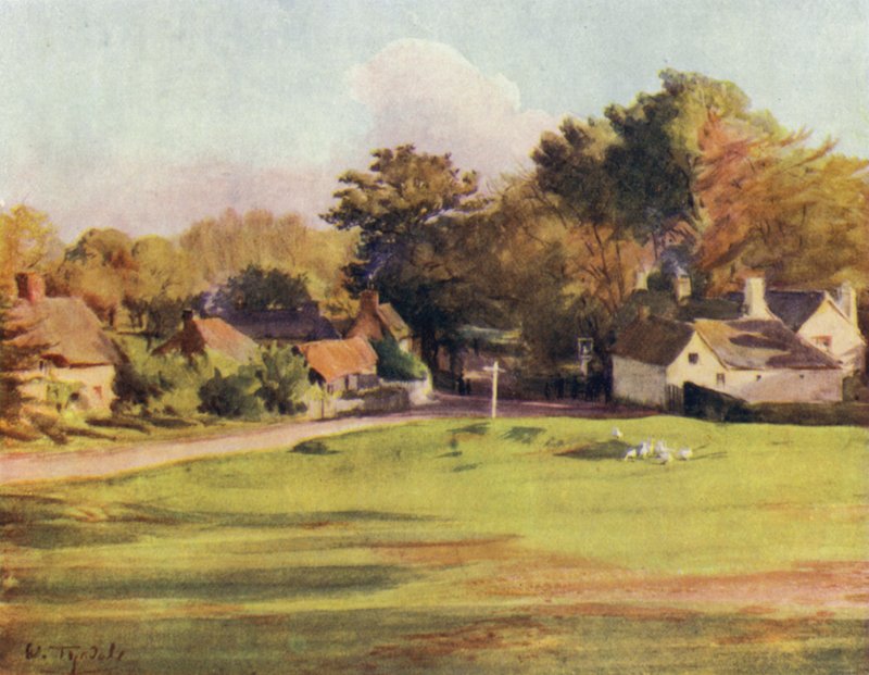 The New Forest: Swan Green, Lyndhurst (färg litho) av Walter Frederick Roofe Tyndale