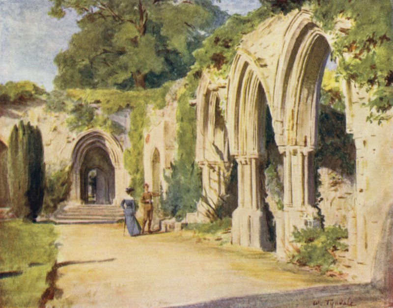 The New Forest: The Cloisters, Beaulieu Abbey (färg litho) av Walter Frederick Roofe Tyndale
