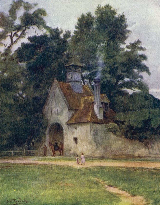 The New Forest: The Gateway, Beaulieu Palace (färg litho) av Walter Frederick Roofe Tyndale