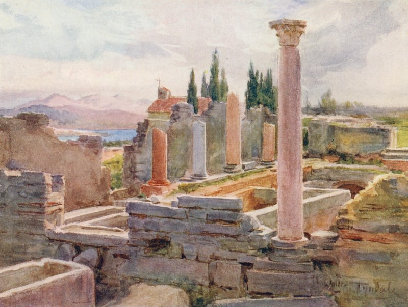 Ruinerna av Salona (färglitografi) av Walter Frederick Roofe Tyndale