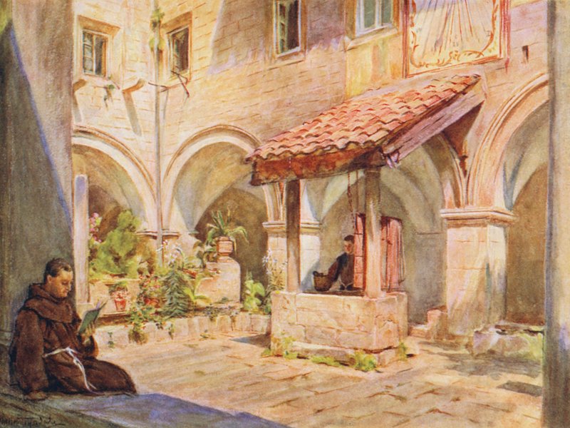 Det övre klostret i San Francesco, Ragusa (färglitografi) av Walter Frederick Roofe Tyndale