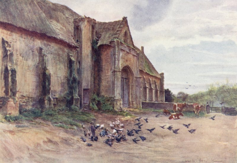Wessex: En tithe-ladugård, Abbotsbury, nära Weymouth (färglitografi) av Walter Frederick Roofe Tyndale