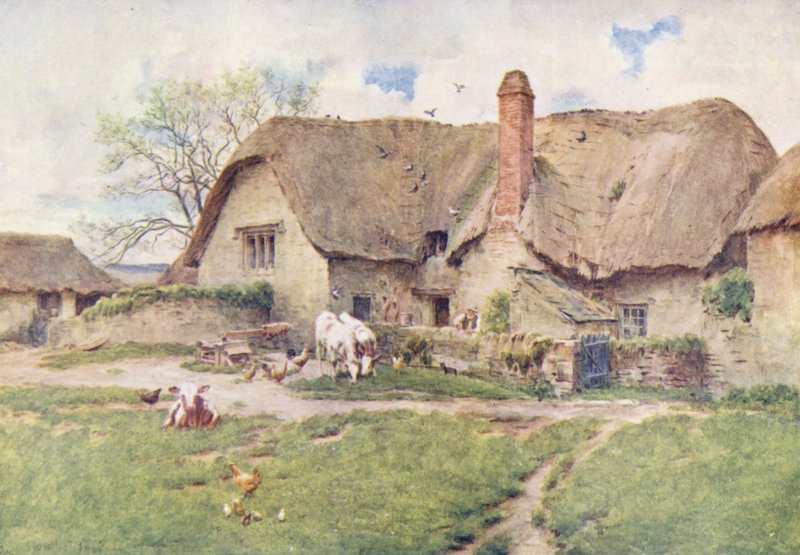 Wessex: En mjölkgård i Wessex (färglitografi) av Walter Frederick Roofe Tyndale