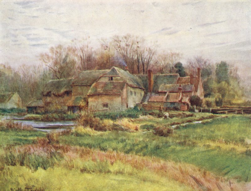 Wessex: Bindon Abbey Mill (färglitografi) av Walter Frederick Roofe Tyndale