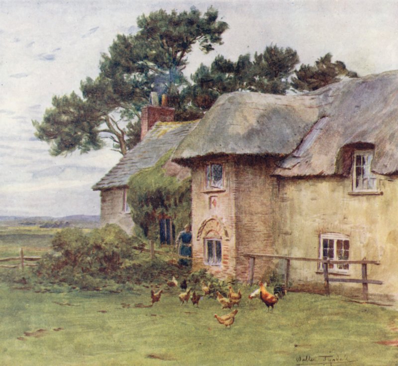 Wessex: Cottages at Stoke (färglitografi) av Walter Frederick Roofe Tyndale