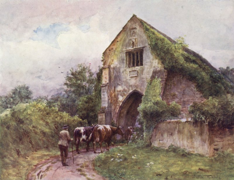 Wessex: Entrégrind, Cleeve Abbey (färglitografi) av Walter Frederick Roofe Tyndale