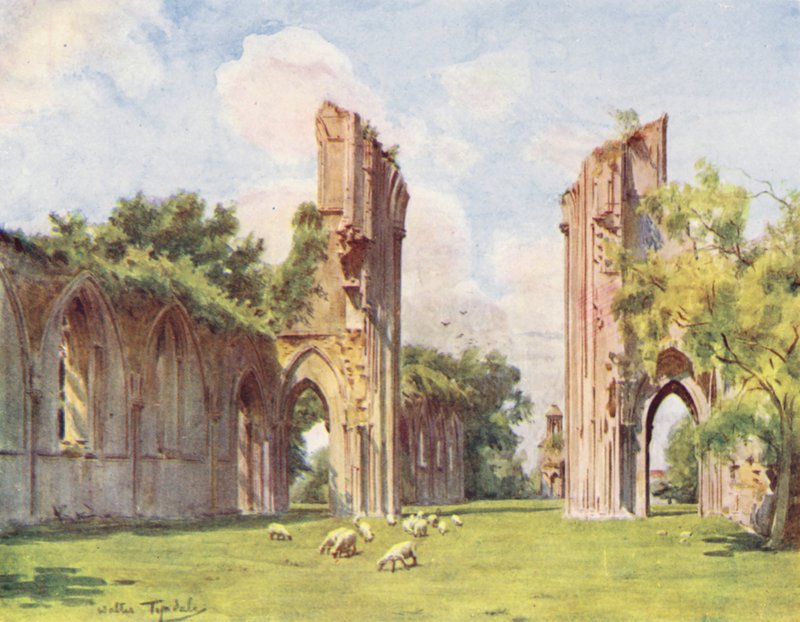 Wessex: Glastonbury Abbey (färglitografi) av Walter Frederick Roofe Tyndale