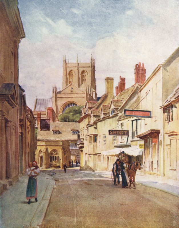 Wessex: Long Street, Sherborne (färglitografi) av Walter Frederick Roofe Tyndale