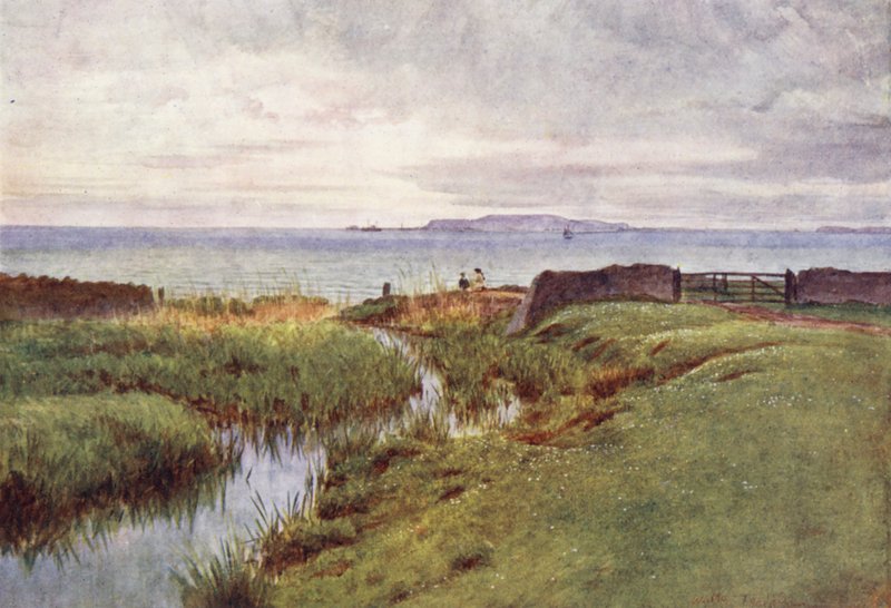 Wessex: Portland från norra stranden av Weymouth Bay (färglitografi) av Walter Frederick Roofe Tyndale