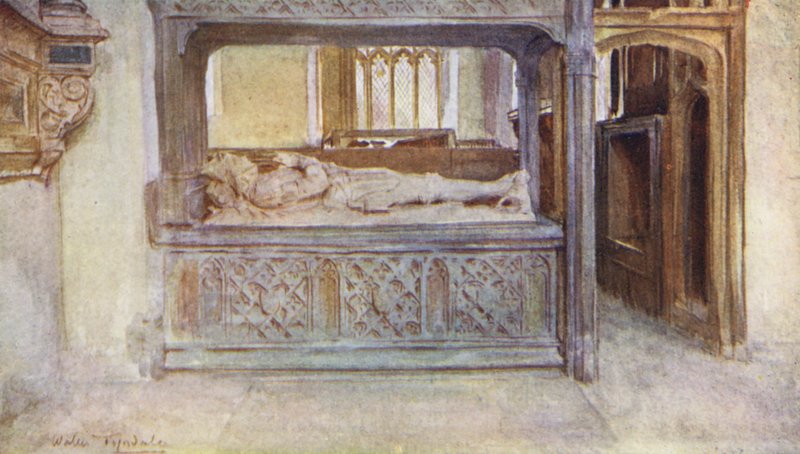 Wessex: Athelhampton Aisle i Puddletown Church, nära Dorchester (färglitografi) av Walter Frederick Roofe Tyndale