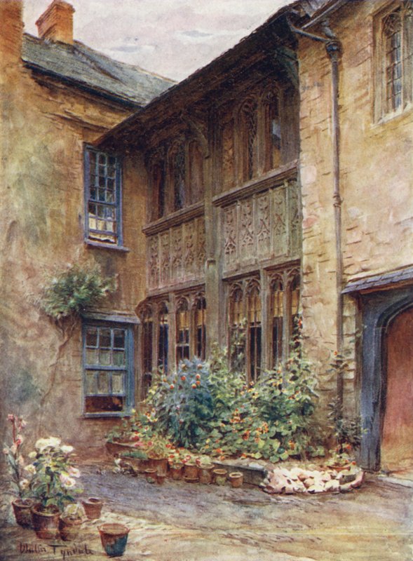 Wessex: Gården till Luttrell Arms, Dunster (färglitografi) av Walter Frederick Roofe Tyndale
