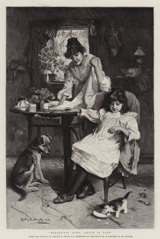 Breakfast Over, Grace is Said (gravyr) av Walter Granville Smith