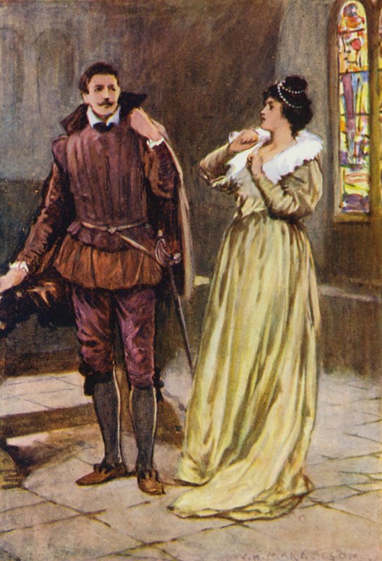 Illustration till Kenilworth av Sir Walter Scott (färglitografi) av Walter Grieve