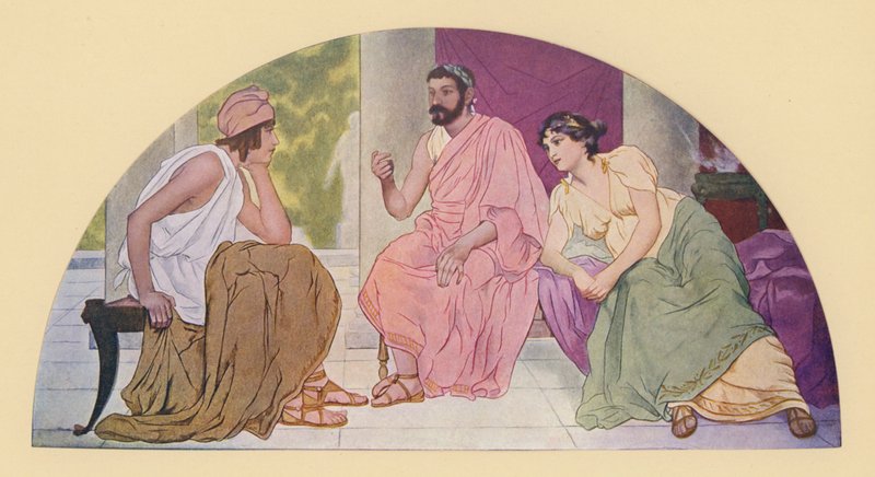 Paris hemma hos Menelaos och Helena (färglitografi) av Walter MacEwen