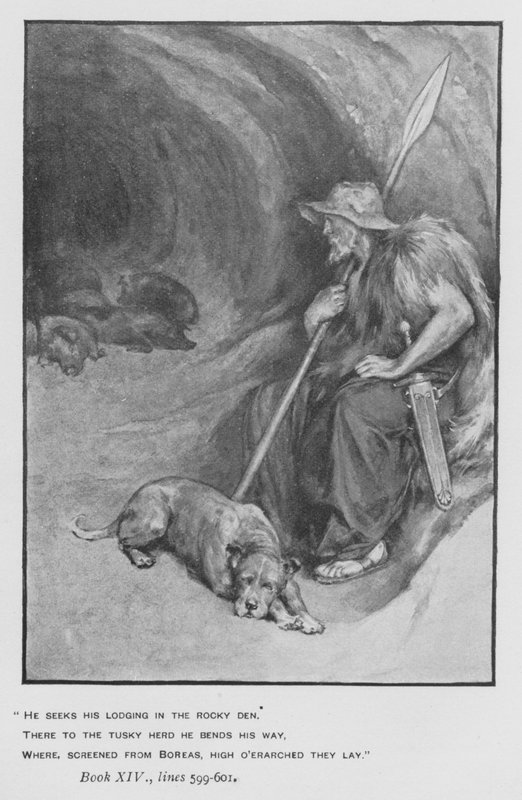 Illustration till påvens Odyssey of Homer (litho) av Walter Paget