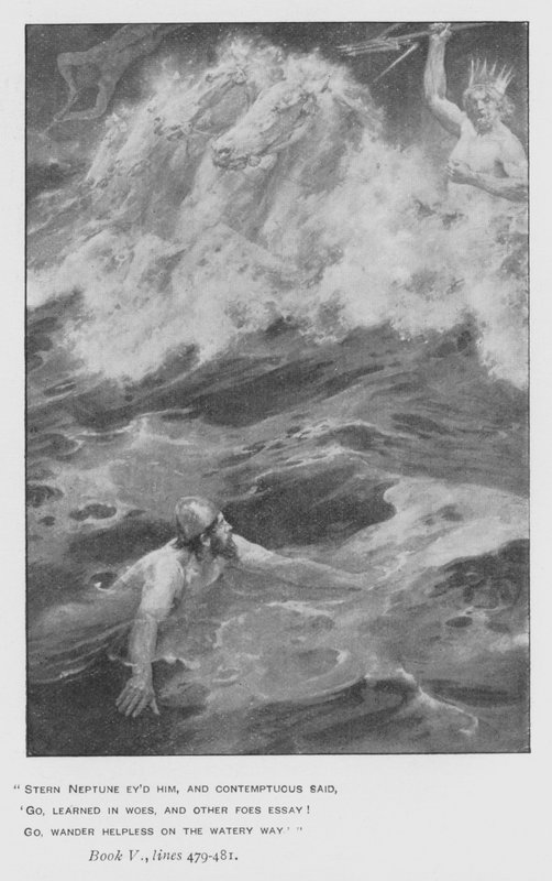 Illustration till påvens Odyssey of Homer (litho) av Walter Paget
