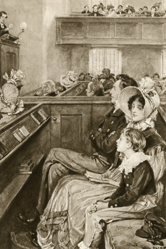 John Ruskin som en pojke som tittade på predikanten av Walter Paget