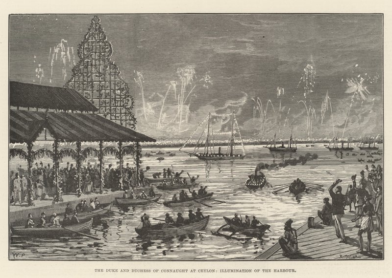 Hertigen och hertiginnan av Connaught på Ceylon, Illumination of the Harbour av Walter Paget
