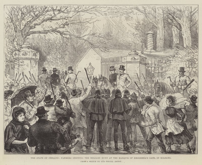 Staten Irland, bönder som stoppar Reloare-jakten vid Marquis of Drogheda Gate, i Kildare av Walter Paget