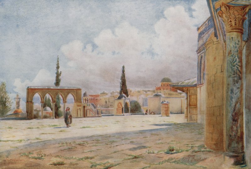 Södra verandan av moskén och sommarpredikstolen, Jerusalem av Walter Spencer Stanhope Tyrwhitt