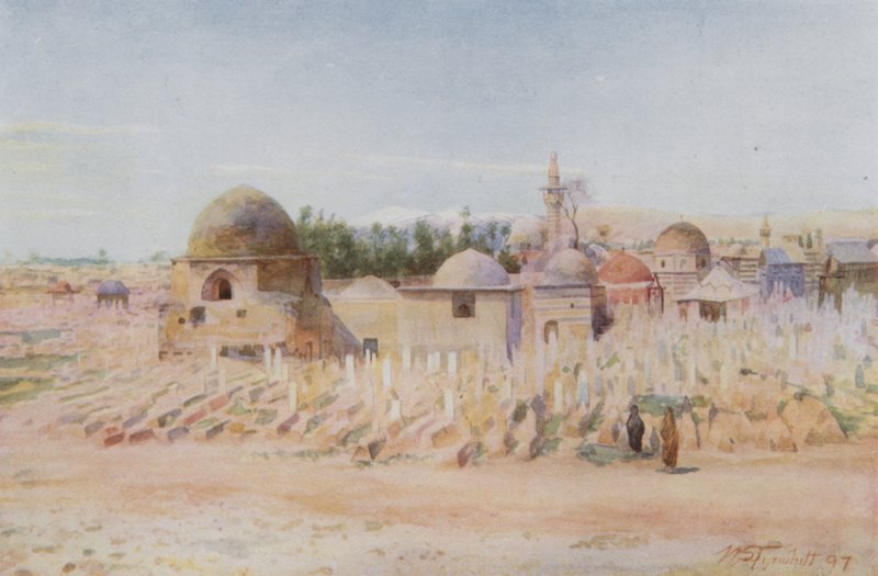 Den muslimska kyrkogården och utsikt över Hermonberget, Damaskus av Walter Spencer Stanhope Tyrwhitt
