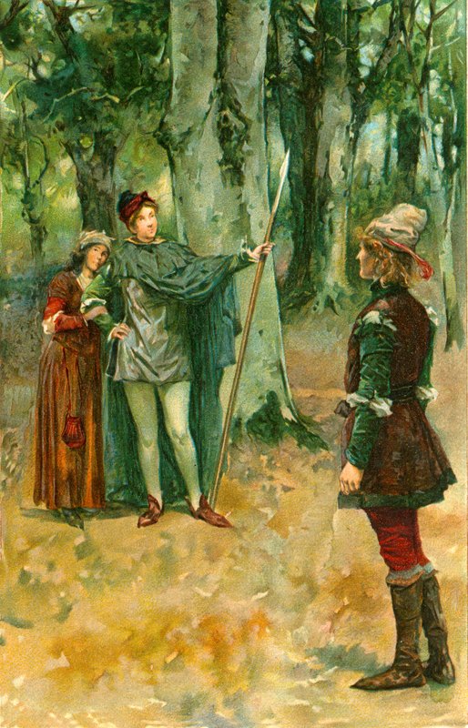 Ganimed: "Jag kommer att låtsas att jag är Rosalind, och du ska låtsas att jag uppvaktar mig" av Walter Stanley Paget
