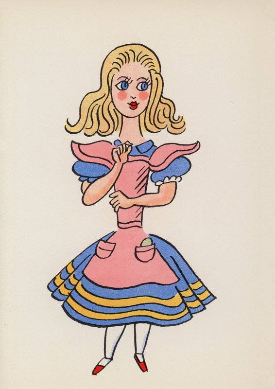 Figurer från barnböcker: Alice i Underlandet (färglitografi) av Walter Trier