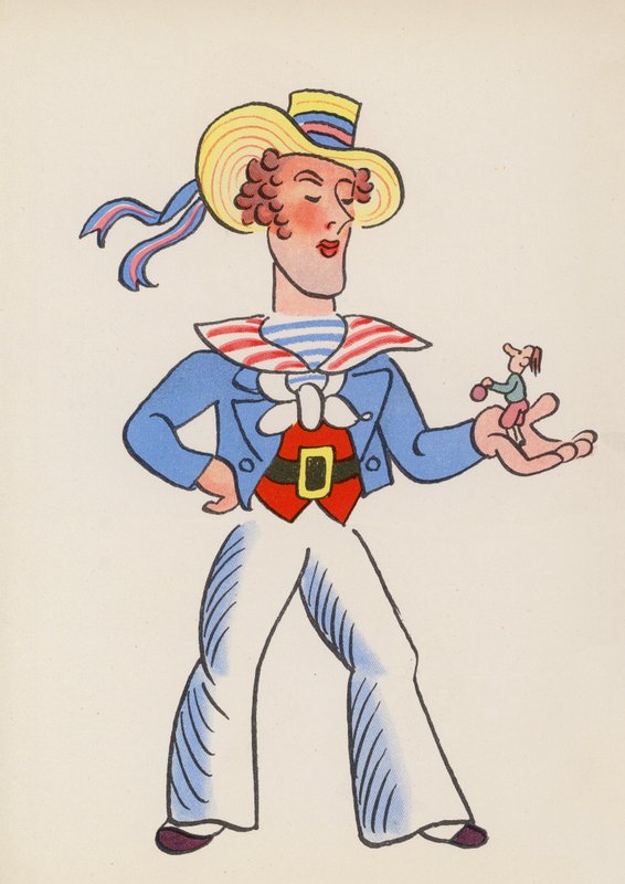 Figurer från barnböcker: Gulliver (färglitografi) av Walter Trier