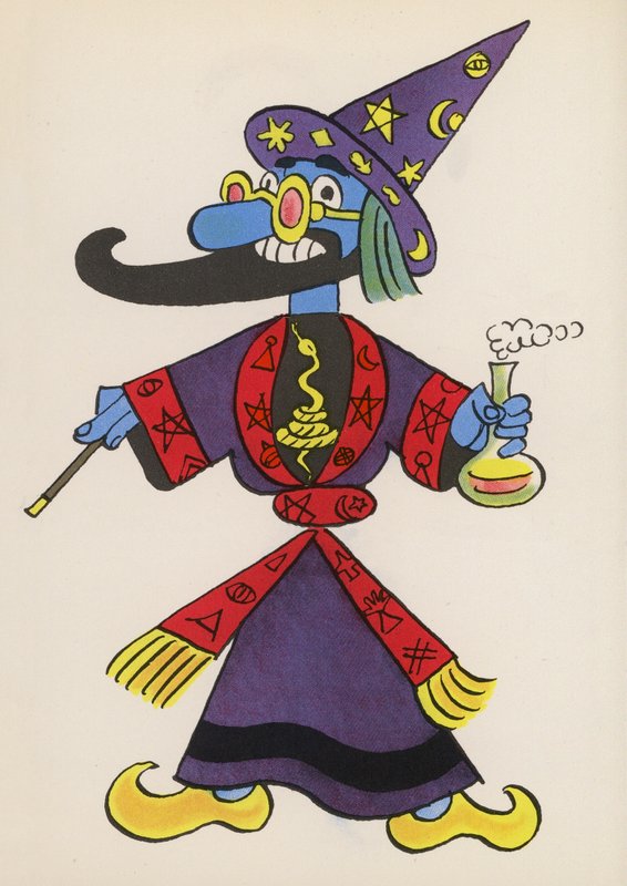Figurer från barnböcker: Trollkarl (färglitografi) av Walter Trier