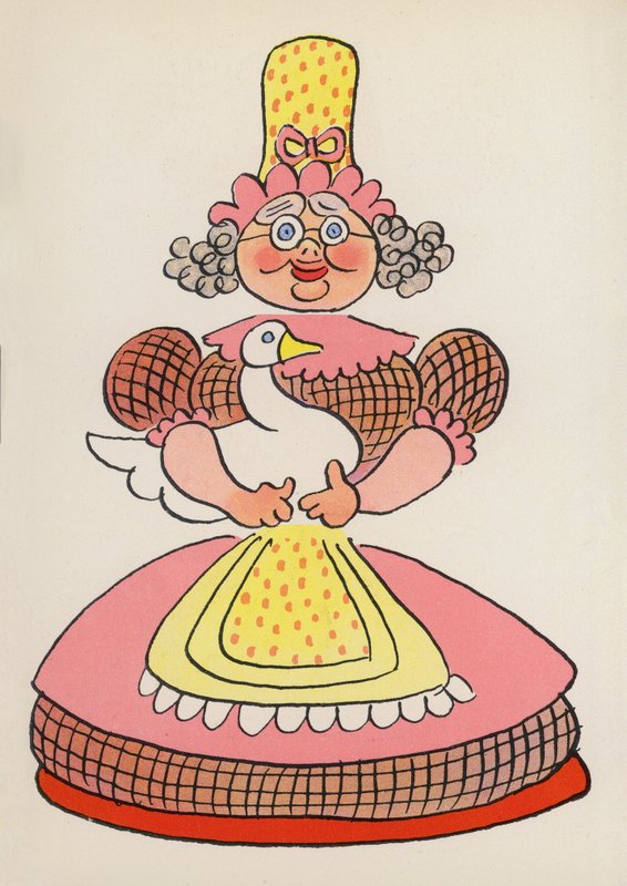 Figurer från barnböcker: Gåsmamman (färglitografi) av Walter Trier