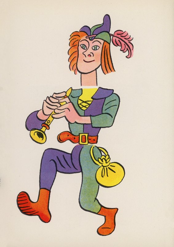 Figurer från barnböcker: Råttfångaren (färglitografi) av Walter Trier