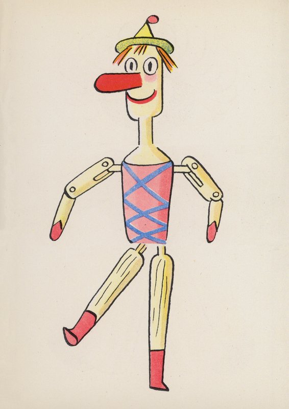 Figurer från barnböcker: Pinocchio (färglitografi) av Walter Trier