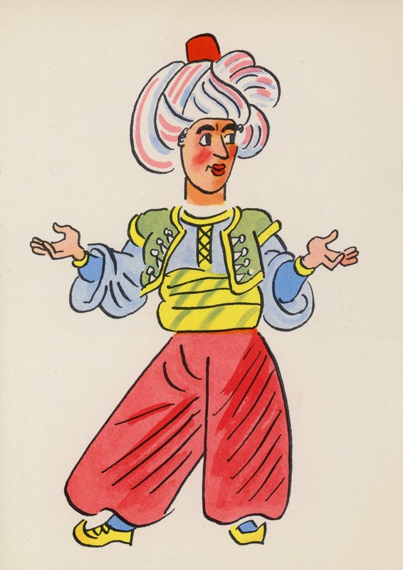 Figurer från barnböcker: Seglaren Sinbad (färglitografi) av Walter Trier