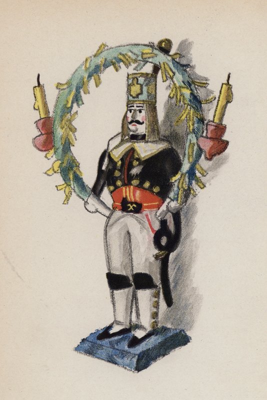 Gammal leksak målad av Walter Trier (färglitografi) av Walter Trier