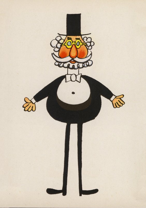 En av Walter Triers Crazy People (färglitografi) av Walter Trier