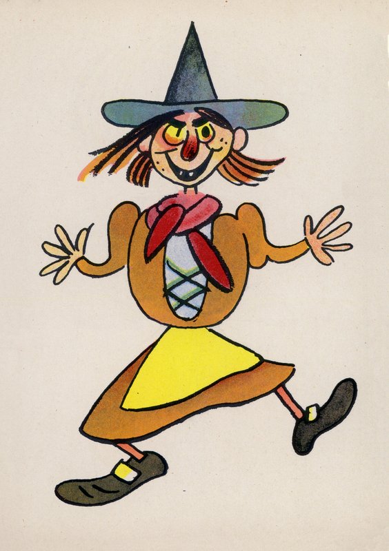En av Walter Triers Crazy People (färglitografi) av Walter Trier